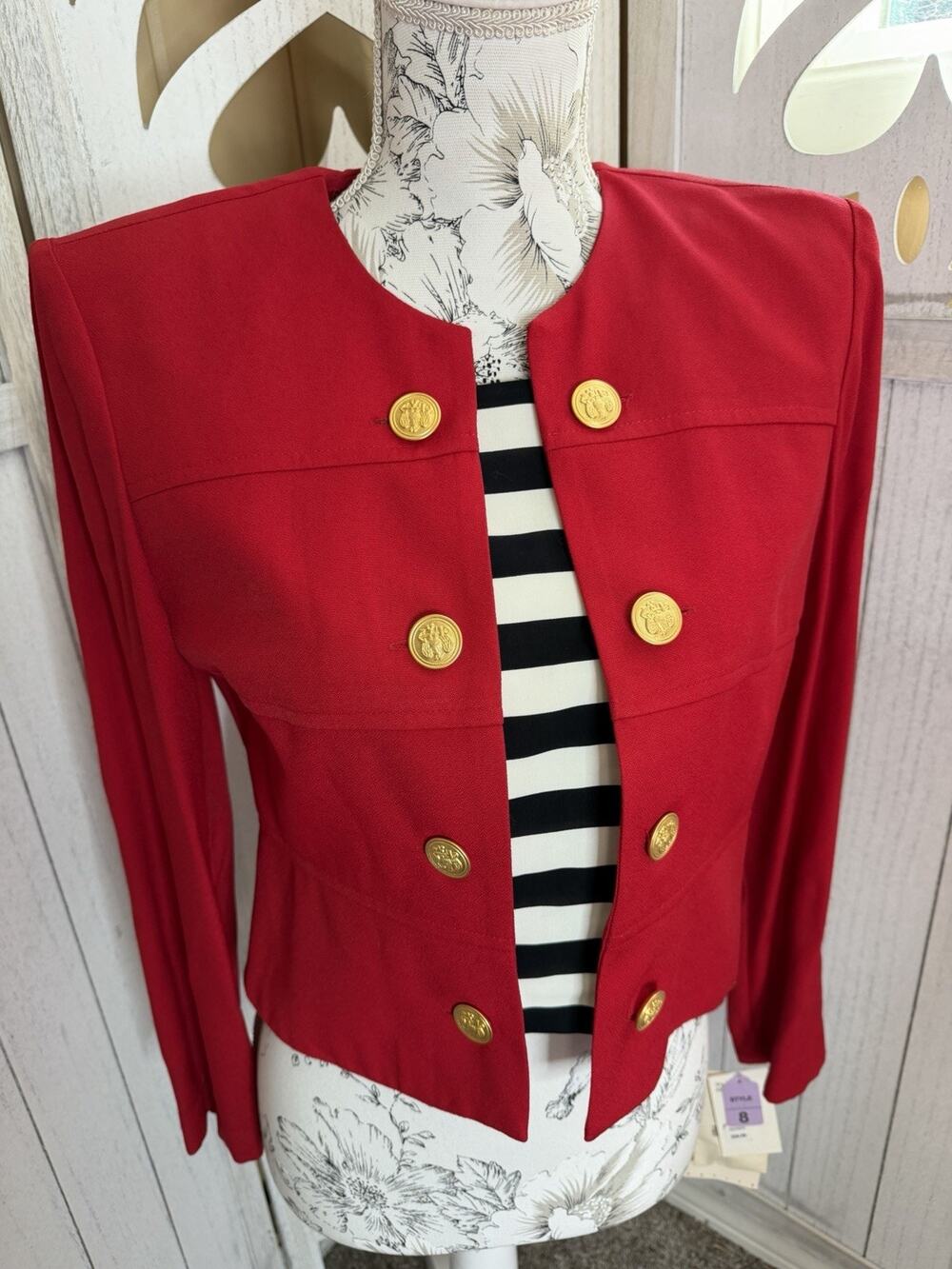 Vintage Dani Max Lois Snyder Red Double Breasted Blazer Classy Career 8P NEW
